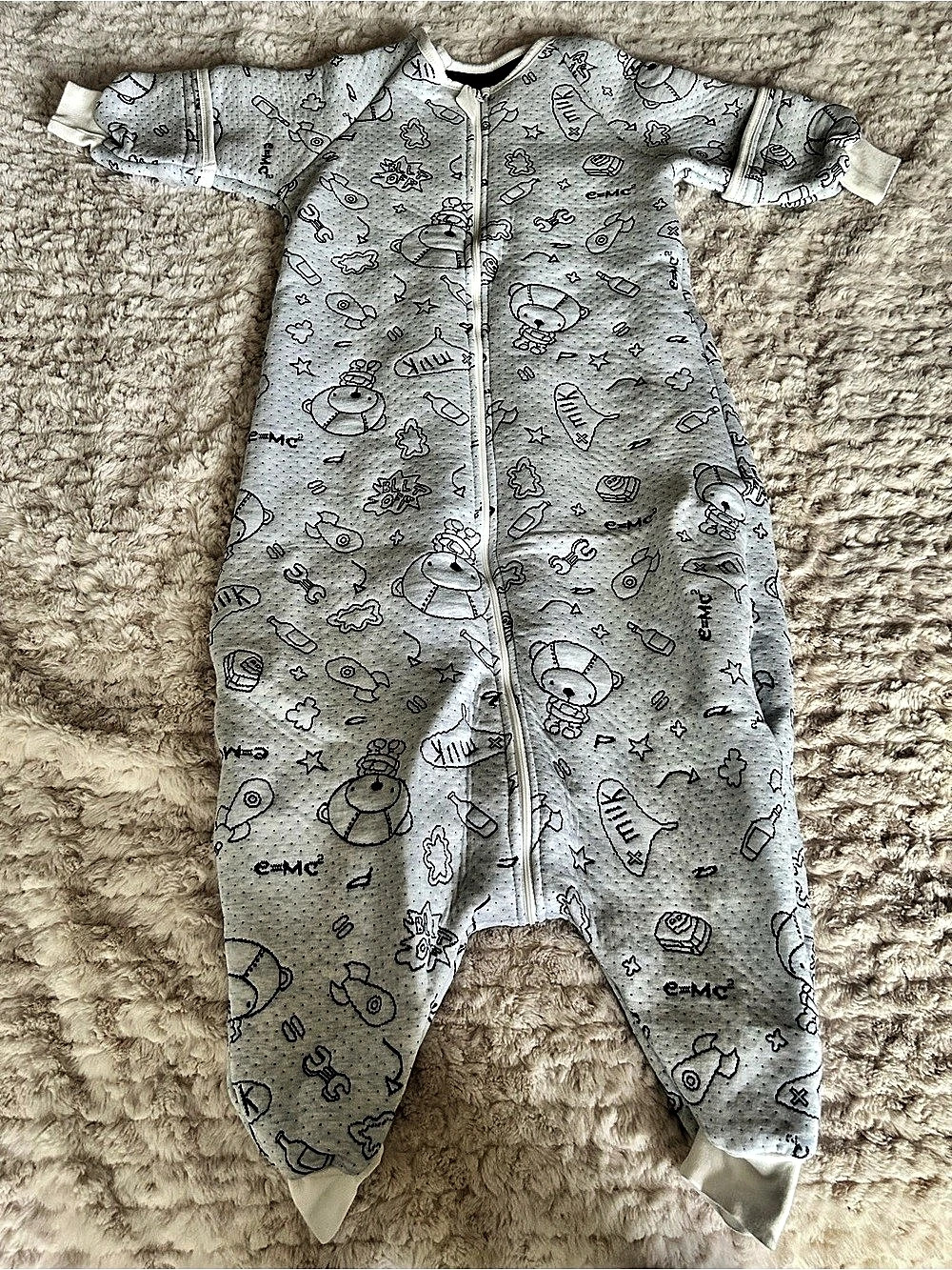 Kids Winter Sleep Suit Gray Printed Footie Pajama One Piece - brand new